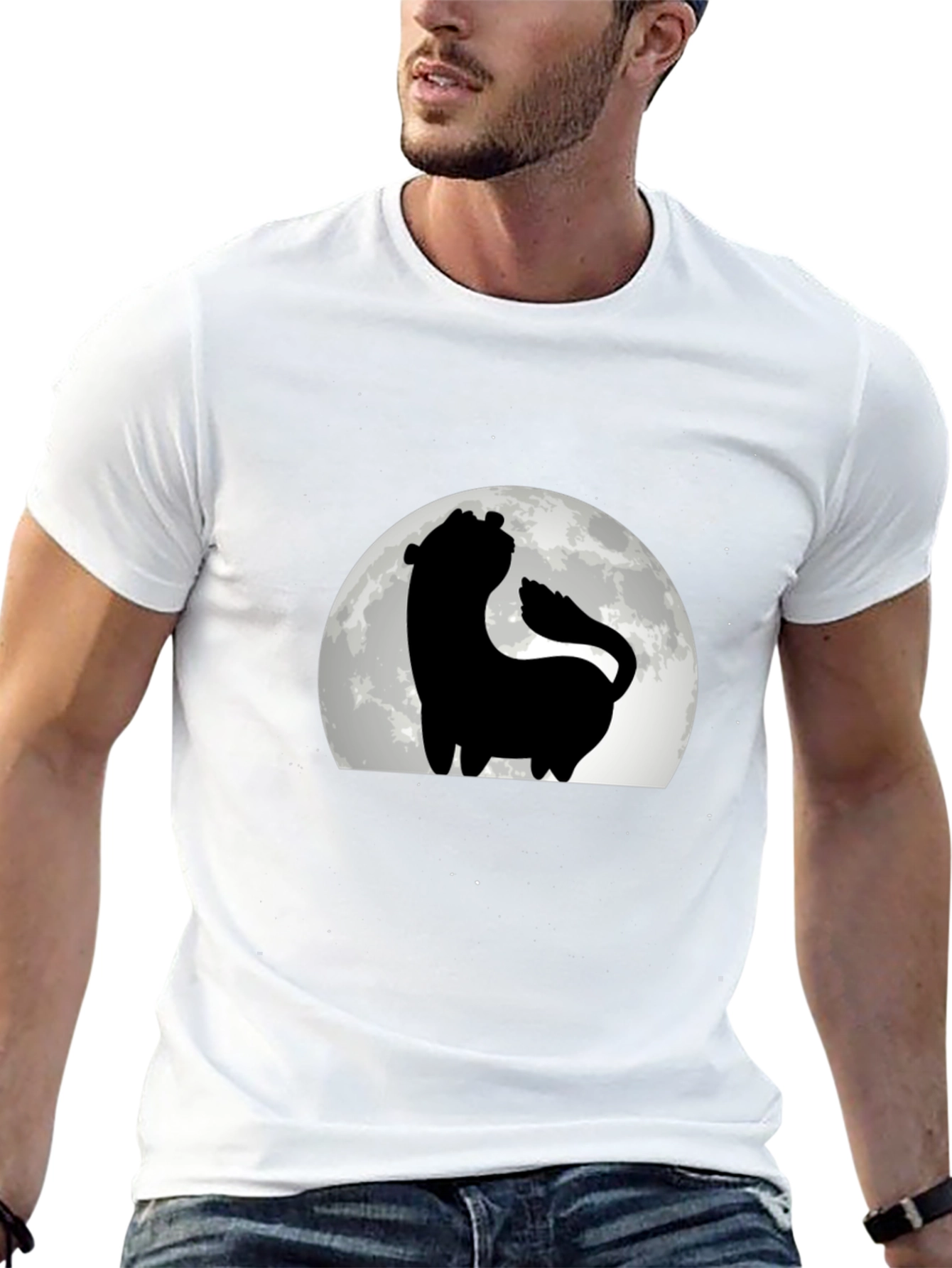 Silhouette Wolf Moon T-Shirt - Black