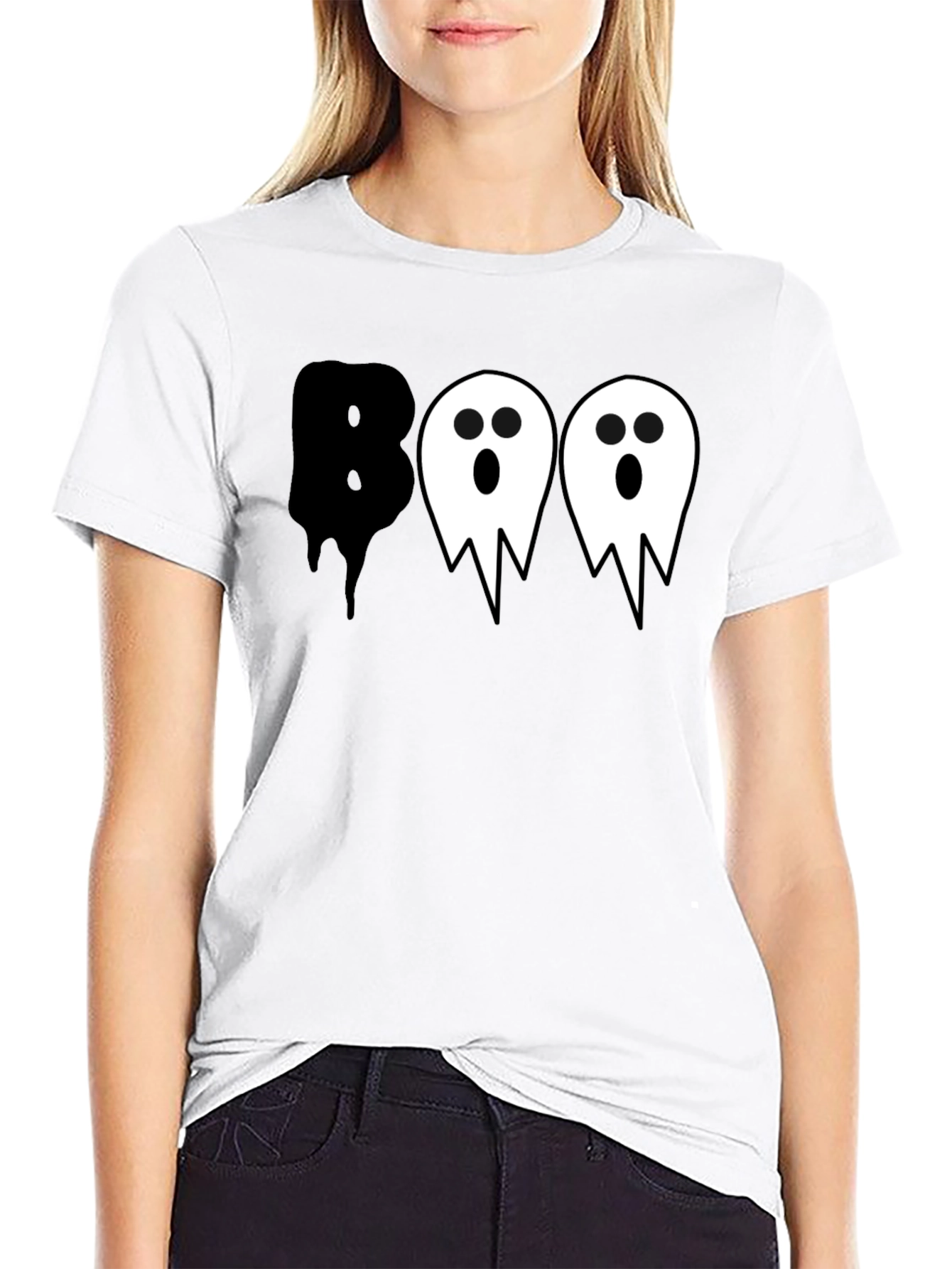 Boo Ghost Halloween Graphic T-Shirt