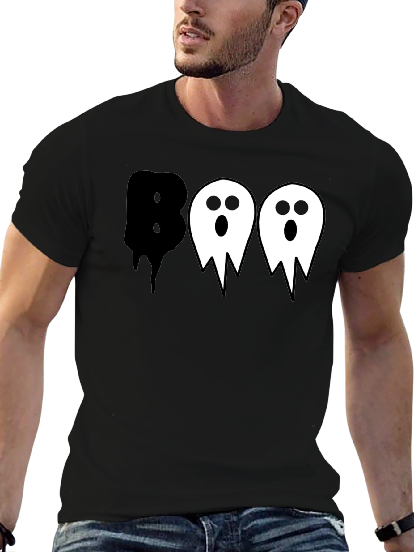 Boo Ghost Halloween Graphic T-Shirt