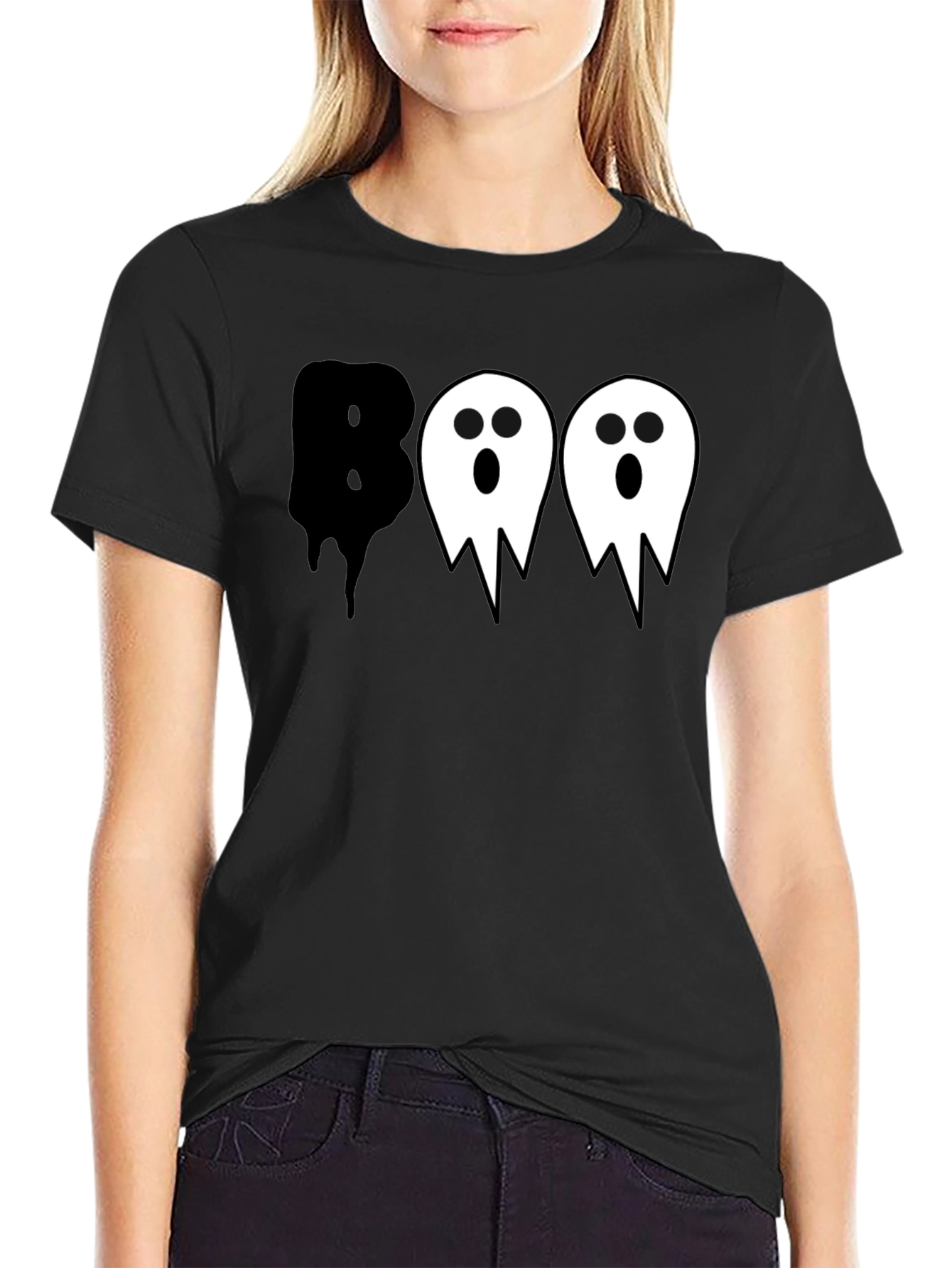 Boo Ghost Halloween Graphic T-Shirt