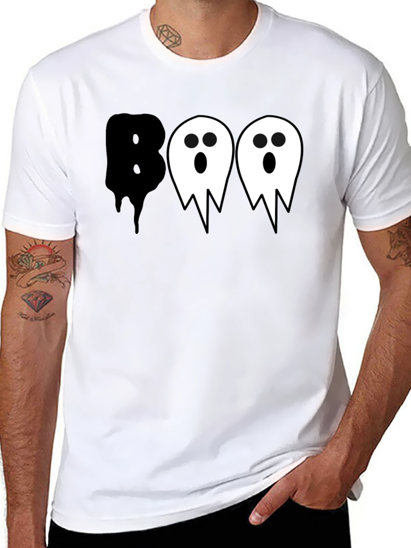 Boo Ghost Halloween Graphic T-Shirt