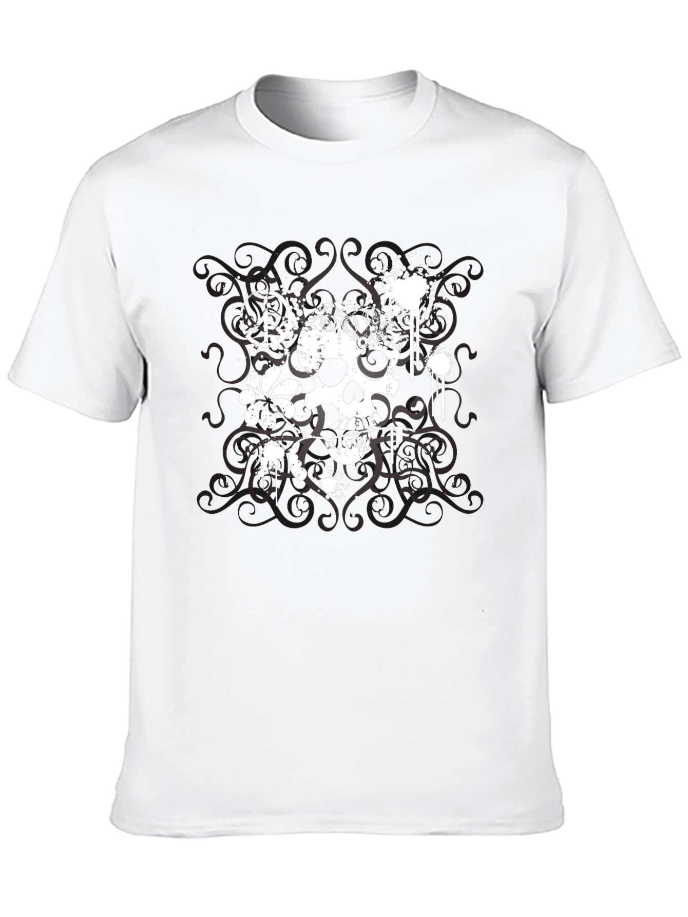 Skull & Peace Sign Graphic T-Shirt - Black