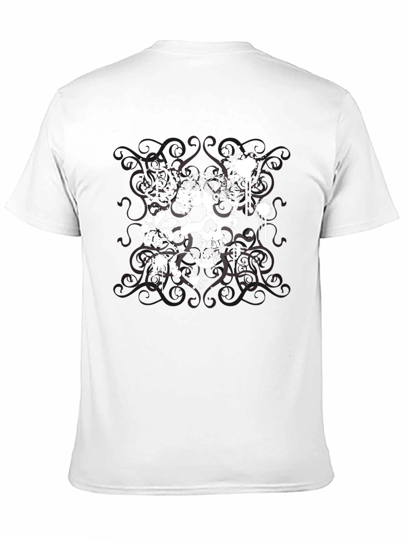 Skull & Peace Sign Graphic T-Shirt - Black