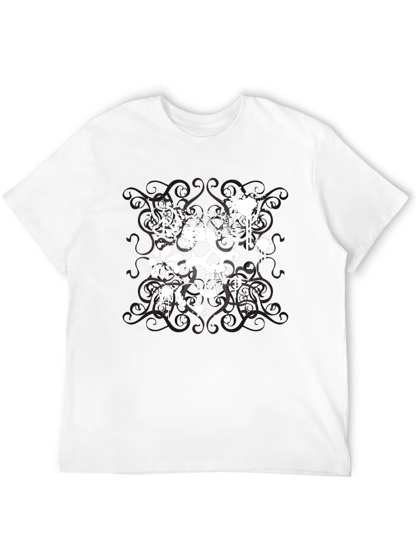 Skull & Peace Sign Graphic T-Shirt - Black