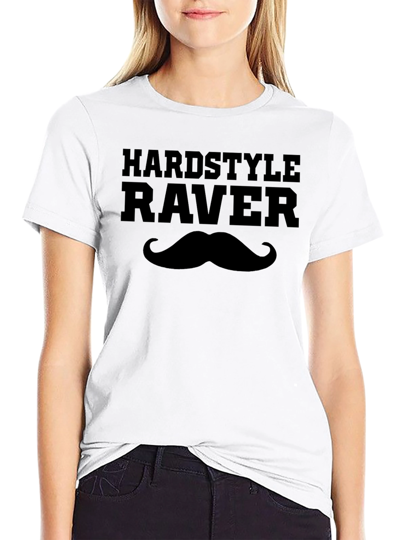 Hardstyle Raver T-Shirt with Mustache - Black