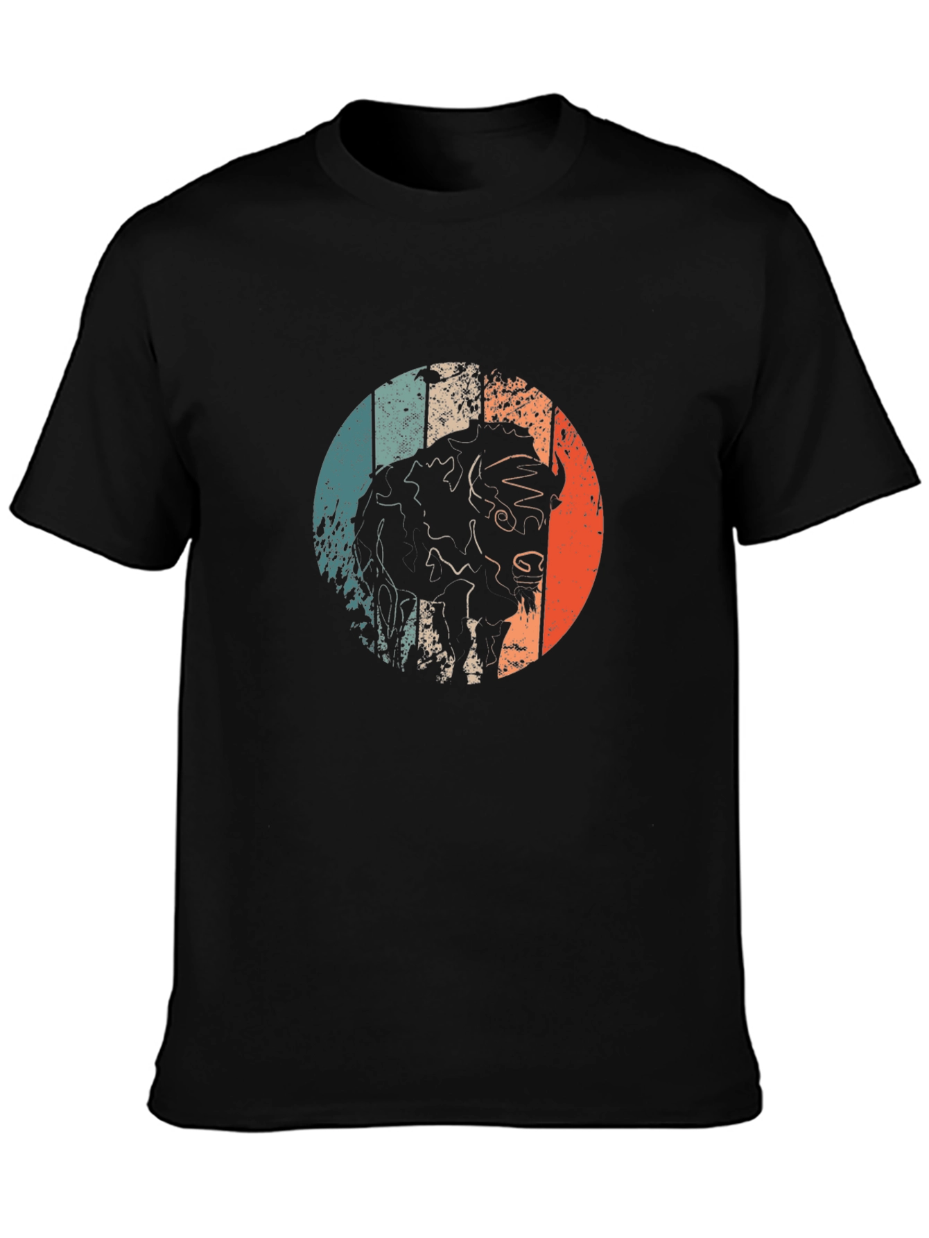 Retro Bison Graphic Tee - Black