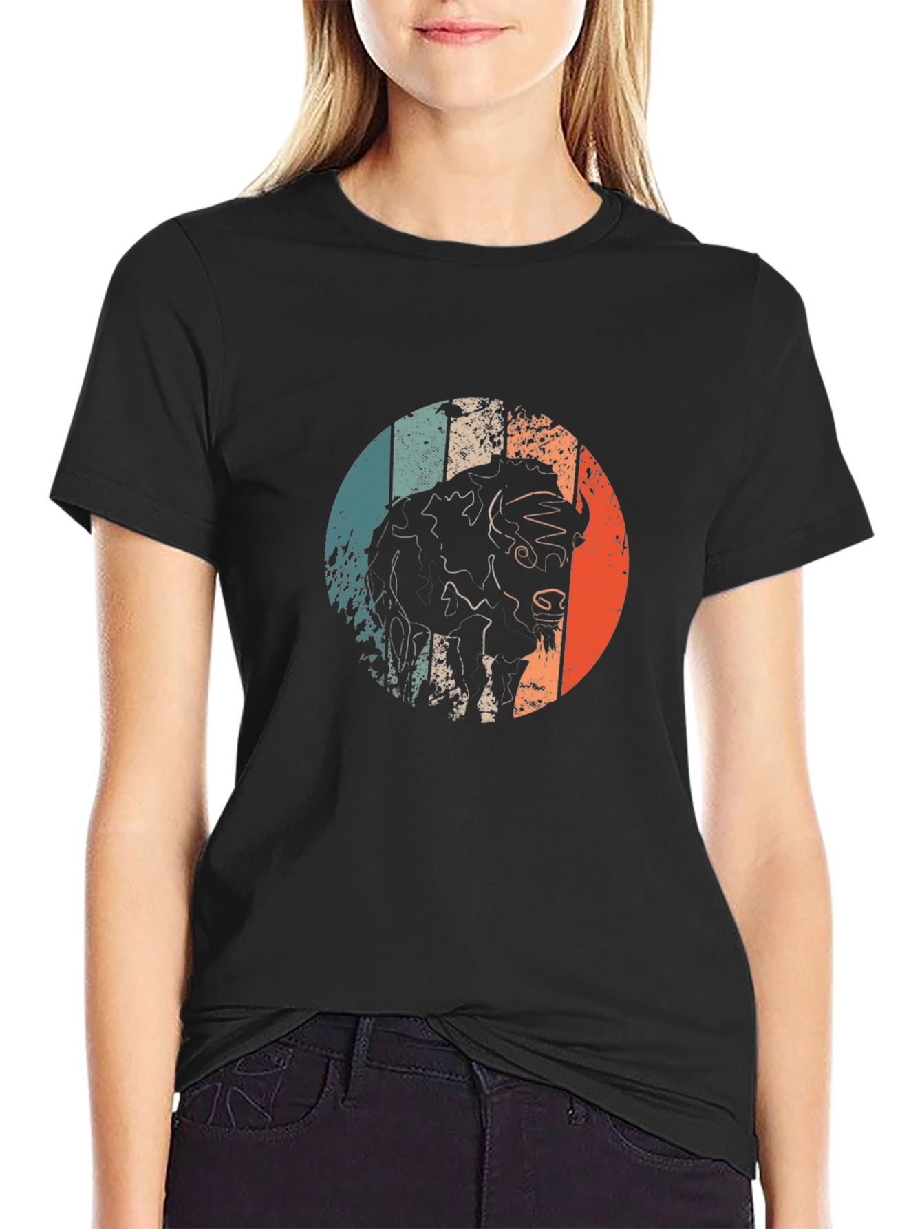 Retro Bison Graphic Tee - Black