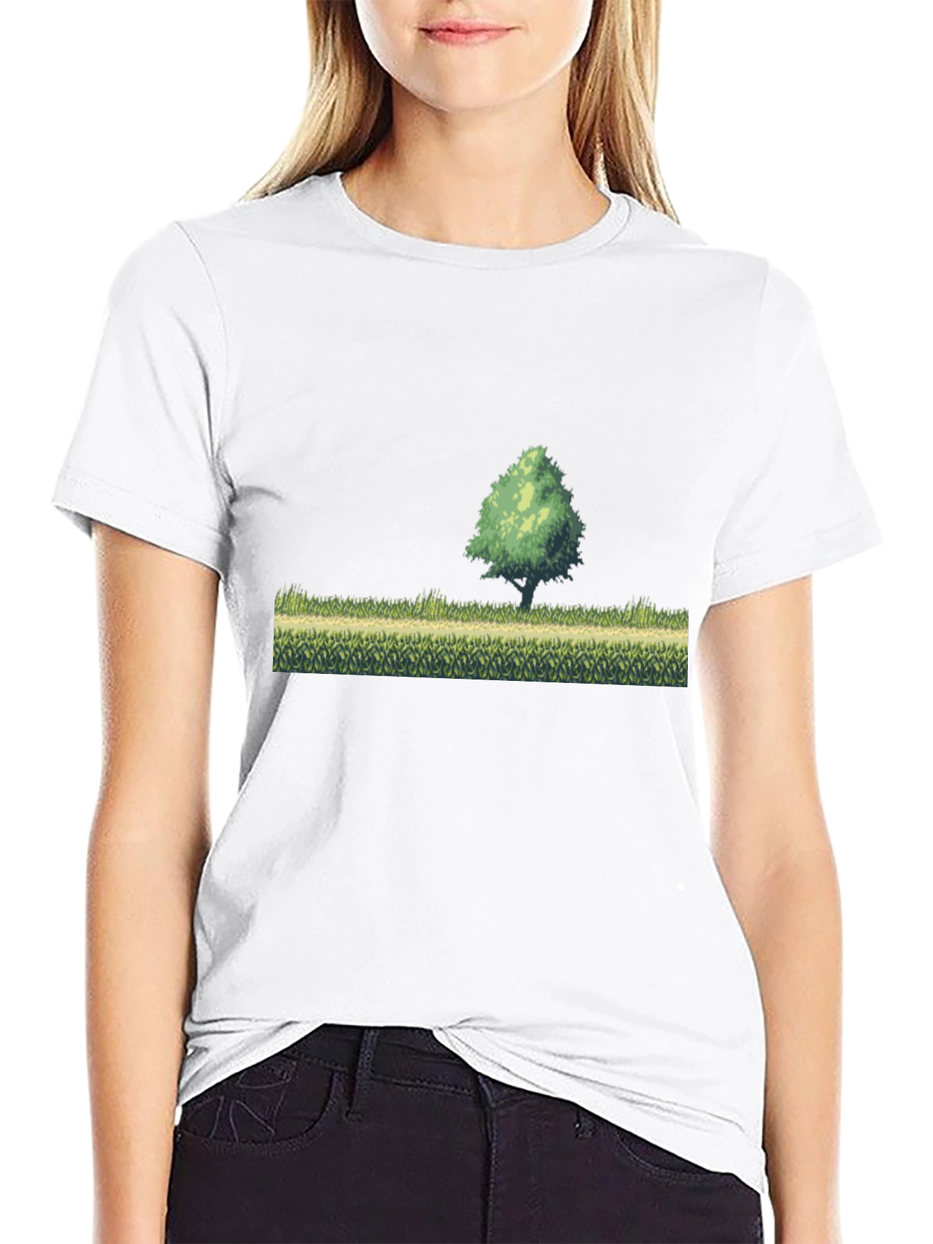 Retro Pixel Art T-Shirt - Nature Scene