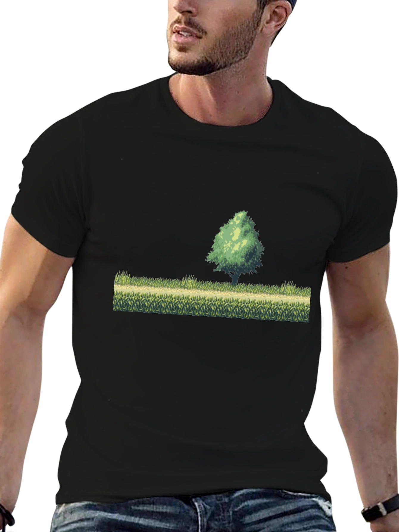 Retro Pixel Art T-Shirt - Nature Scene