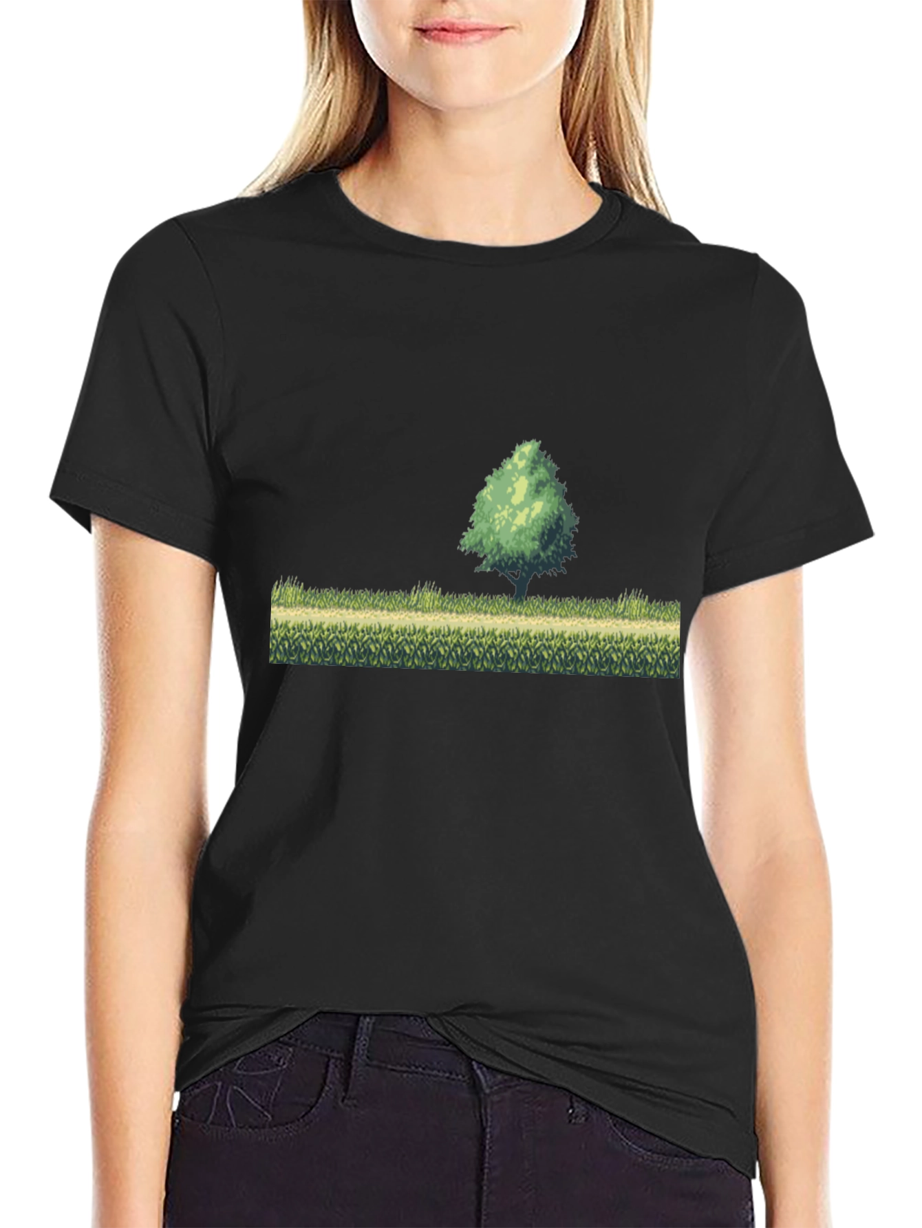 Retro Pixel Art T-Shirt - Nature Scene