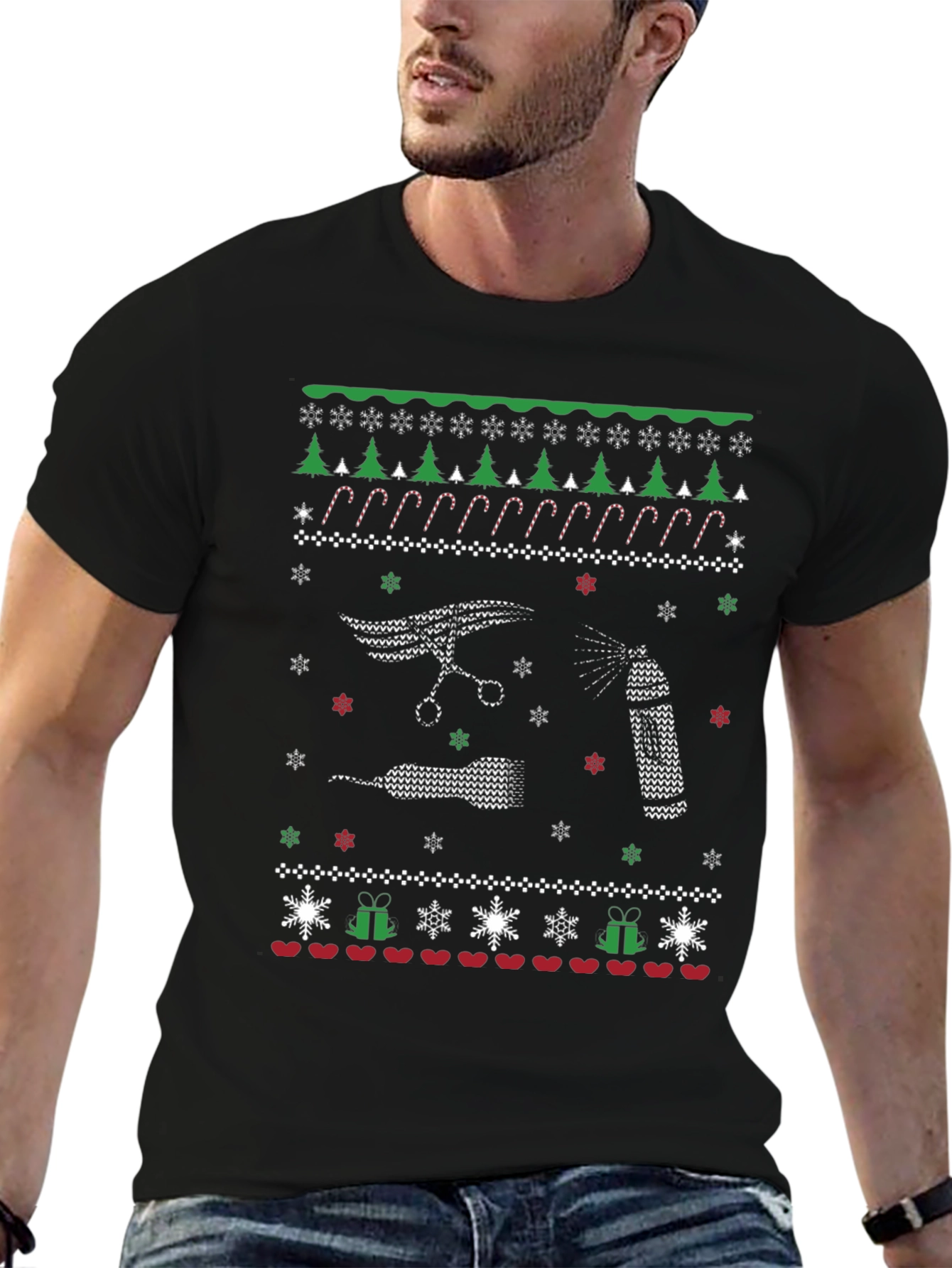 Barber Christmas Ugly Sweater T-Shirt