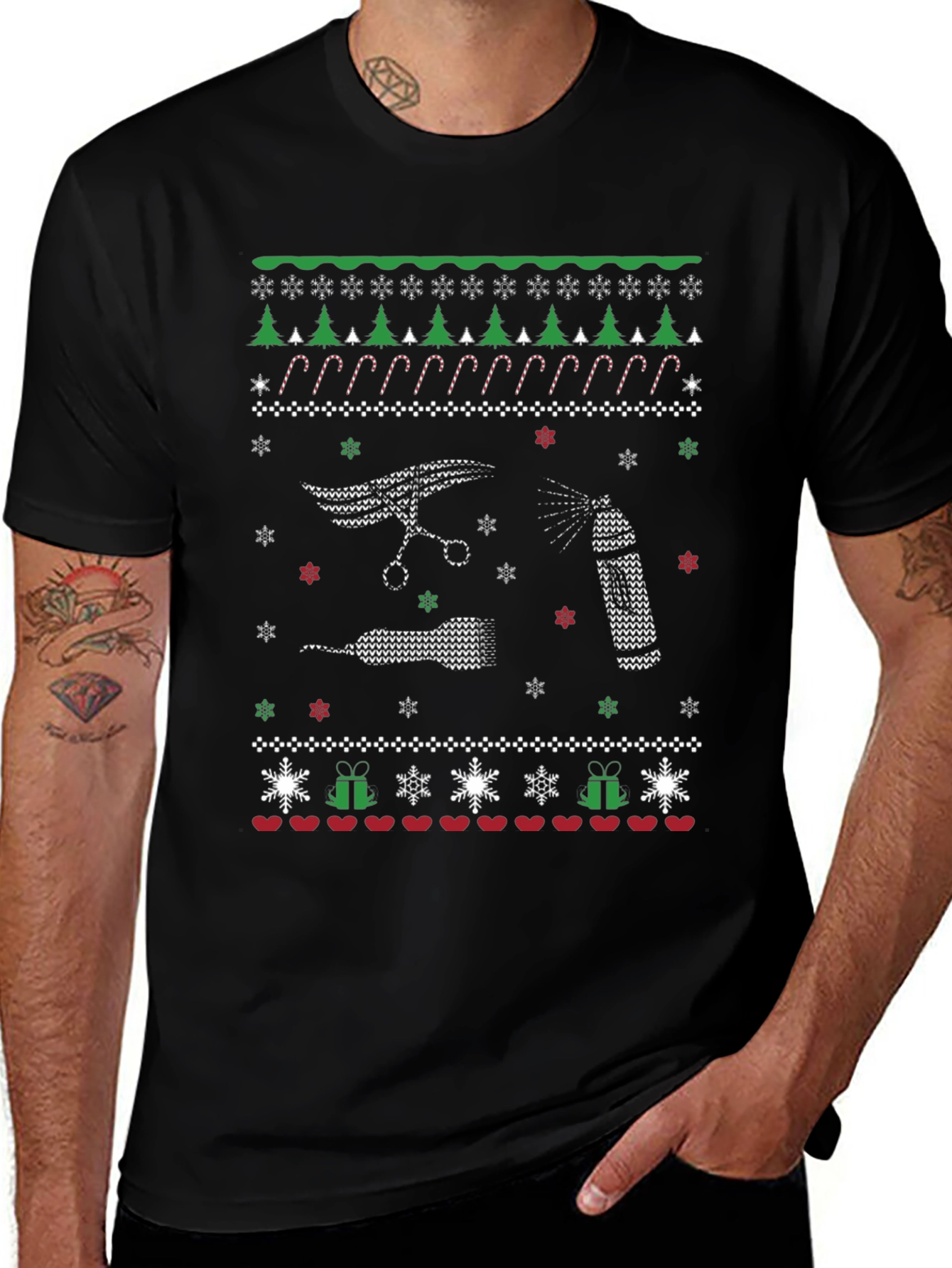 Barber Christmas Ugly Sweater T-Shirt