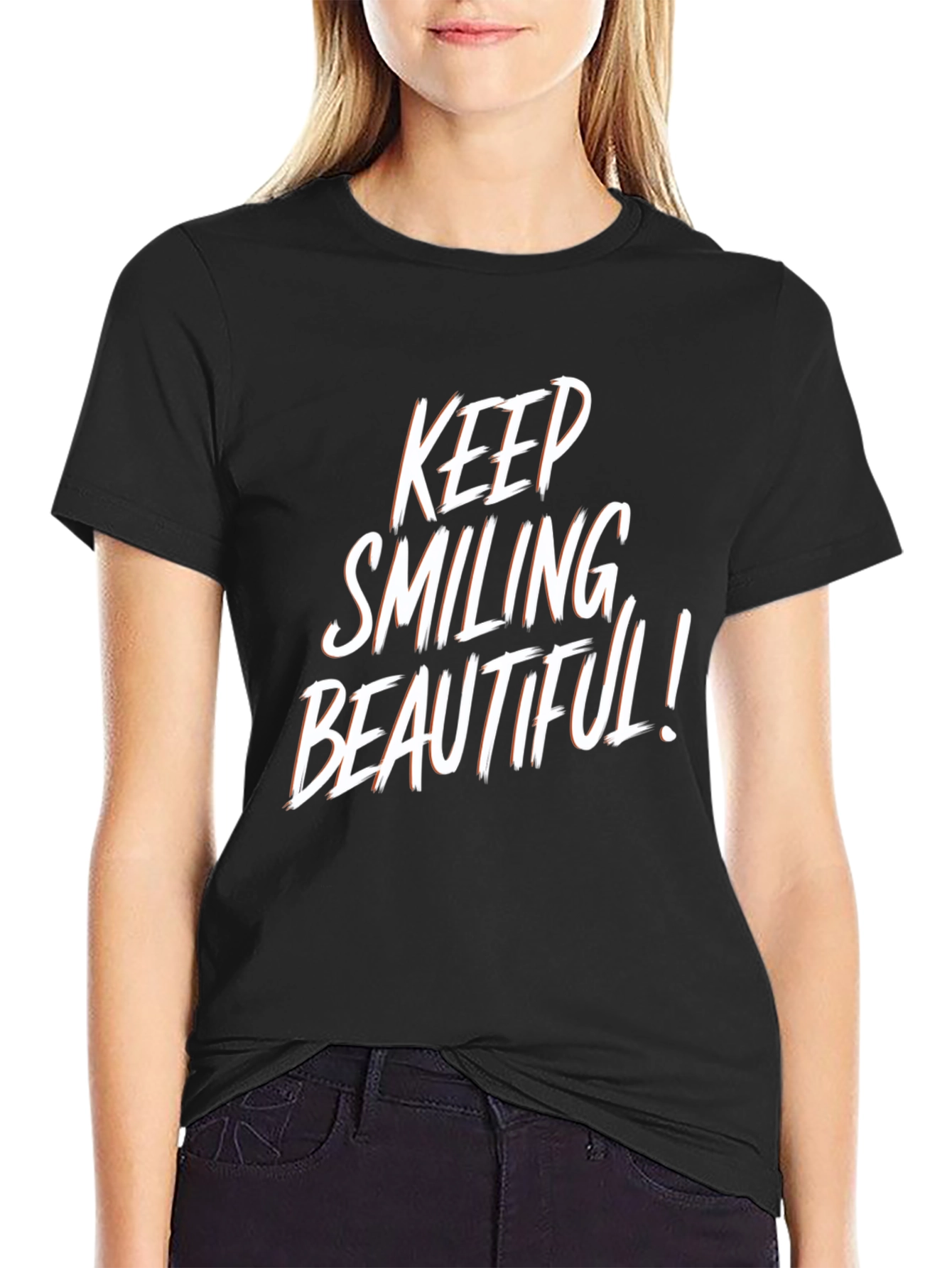 Keep Smiling Beautiful Graphic Tee - Mens Black T-Shirt