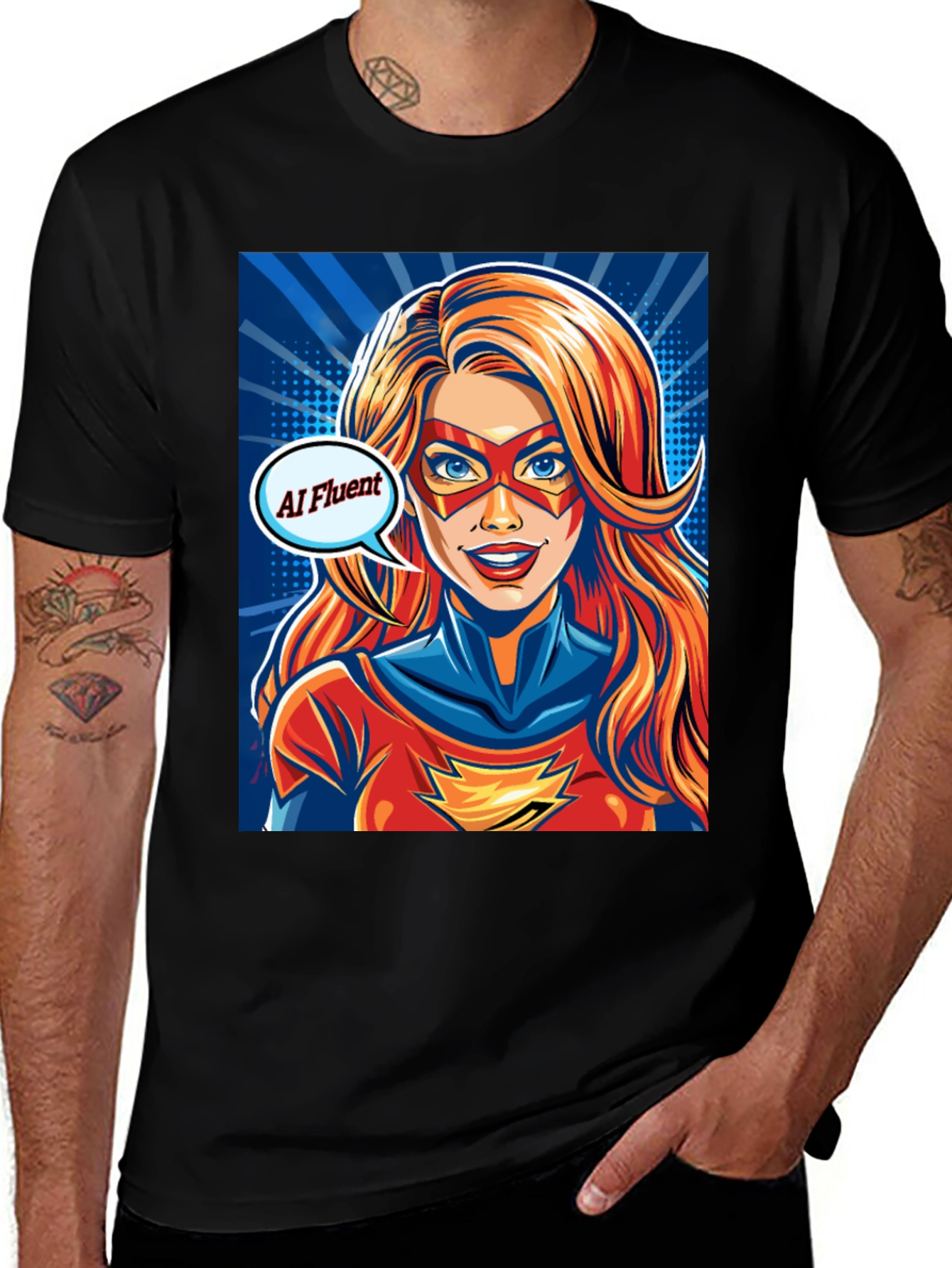 AI Fluent Superhero Comic Tee