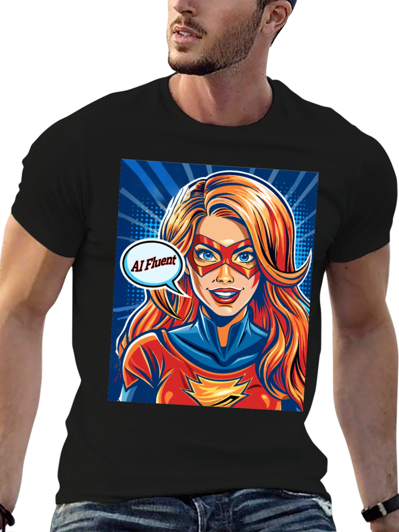 AI Fluent Superhero Comic Tee