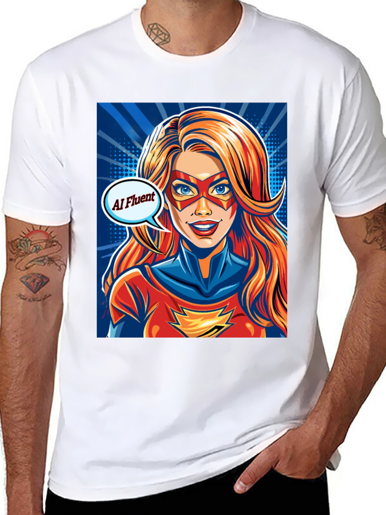 AI Fluent Superhero Comic Tee