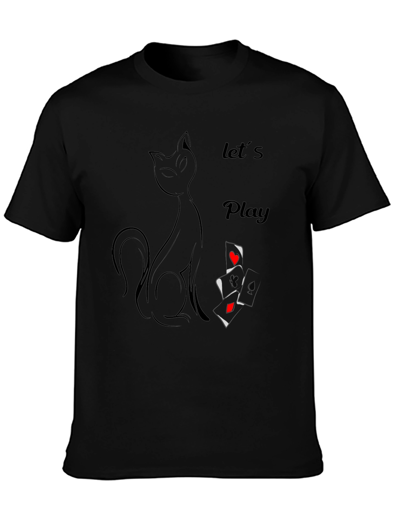 Cat & Cards Graphic Tee - Lets Play T-Shirt