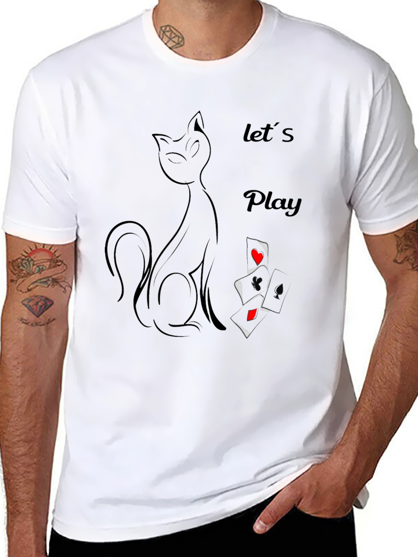 Cat & Cards Graphic Tee - Lets Play T-Shirt
