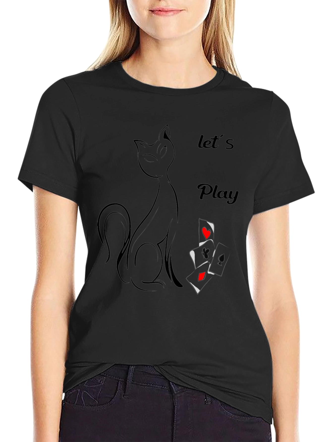 Cat & Cards Graphic Tee - Lets Play T-Shirt