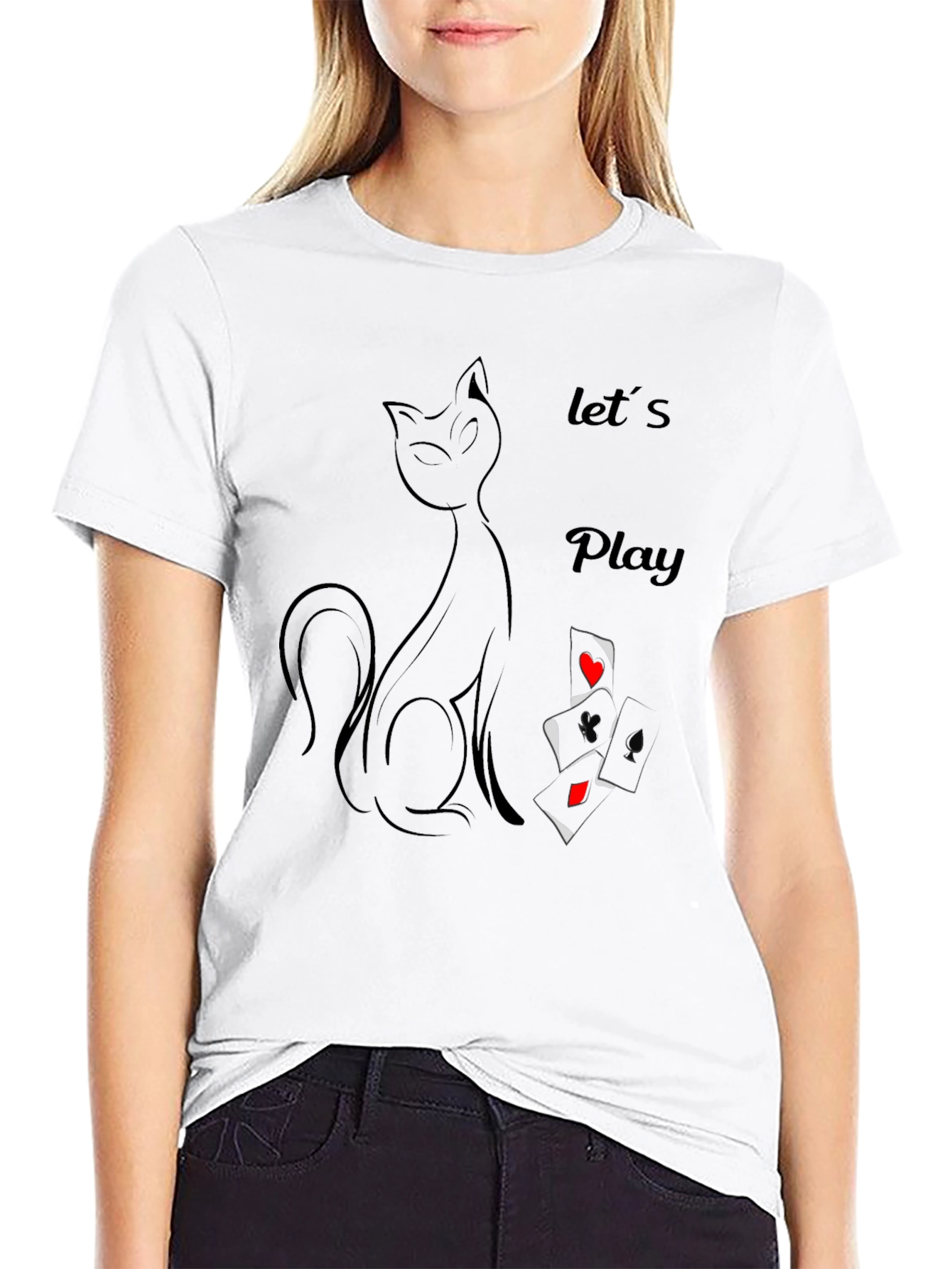 Cat & Cards Graphic Tee - Lets Play T-Shirt