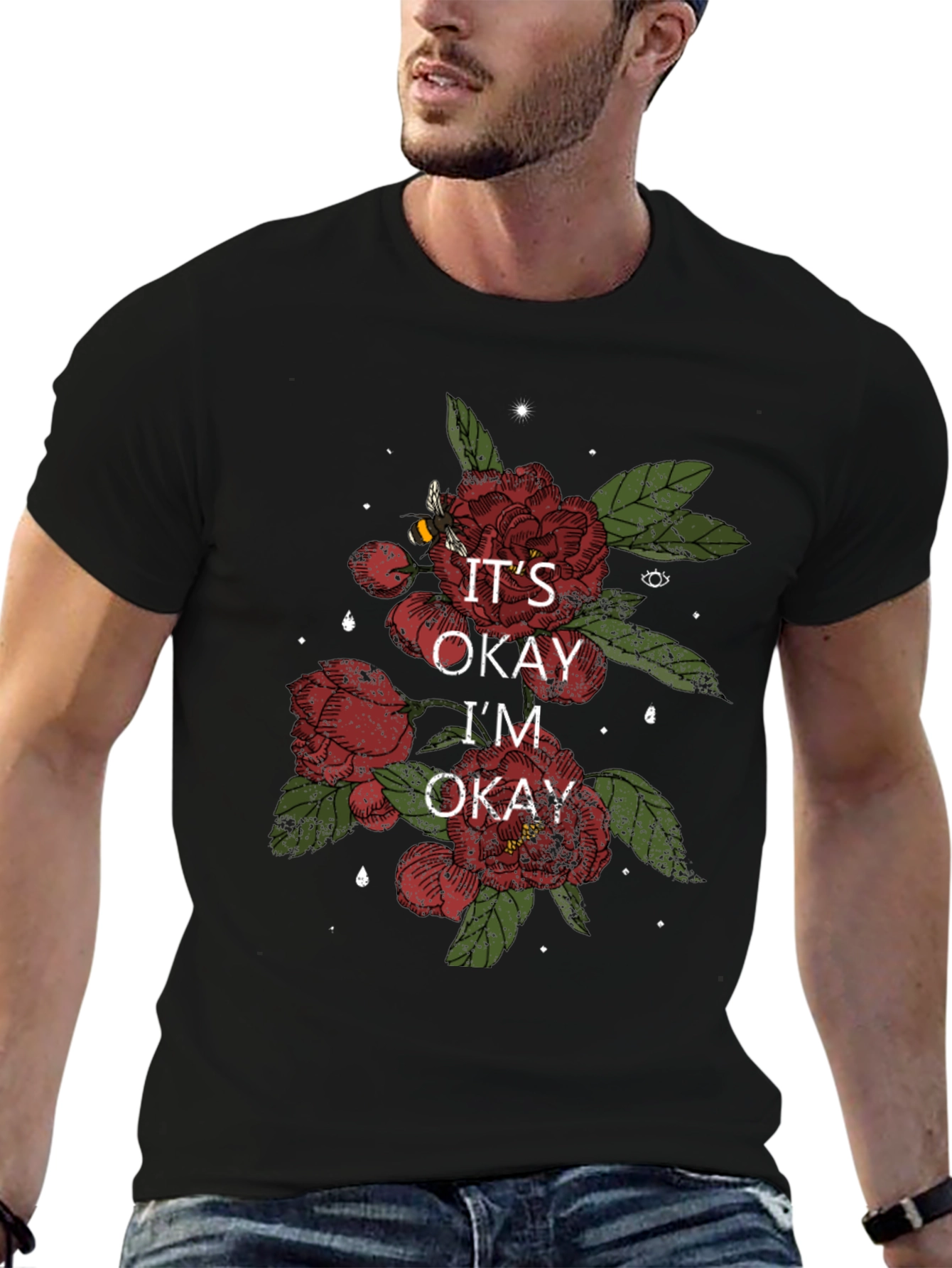 Its Okay Im Okay Flower Graphic Tee