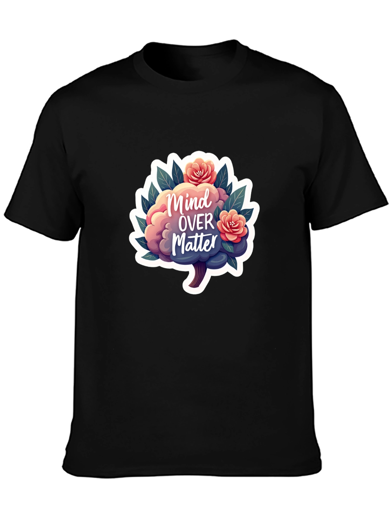 Mind Over Matter Brain and Flower Graphic Tee