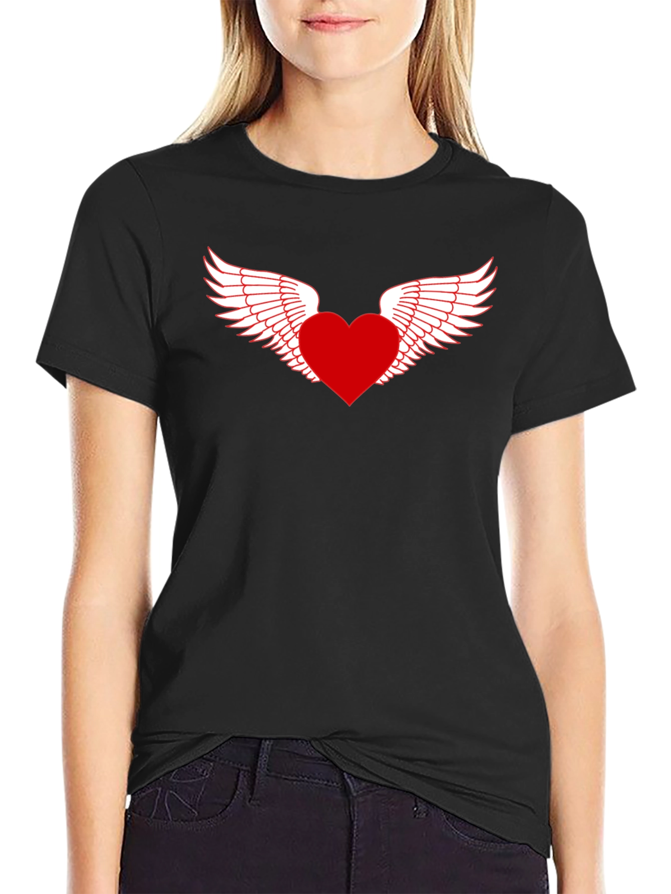 Heart with Wings Graphic Tee - Black