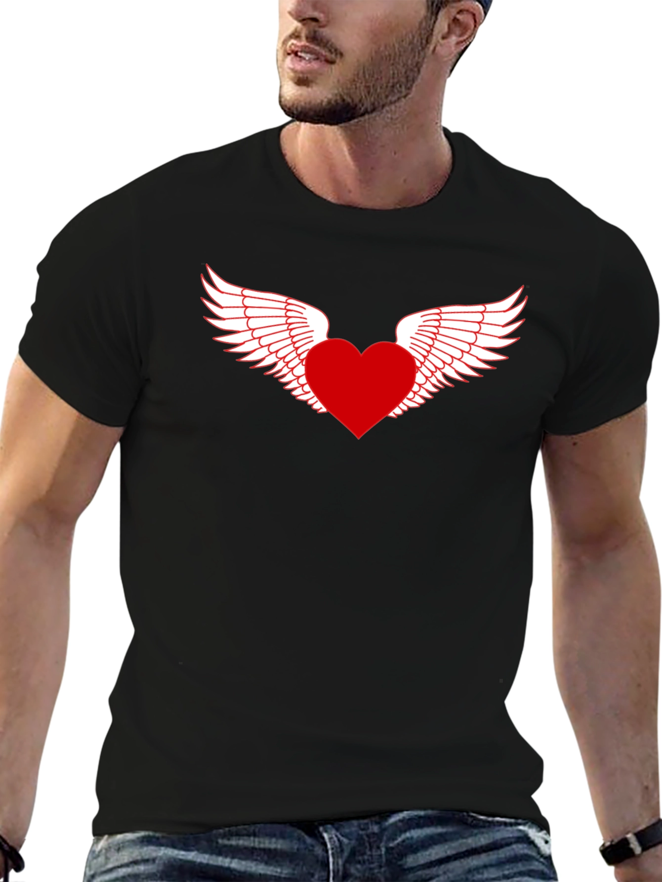 Heart with Wings Graphic Tee - Black