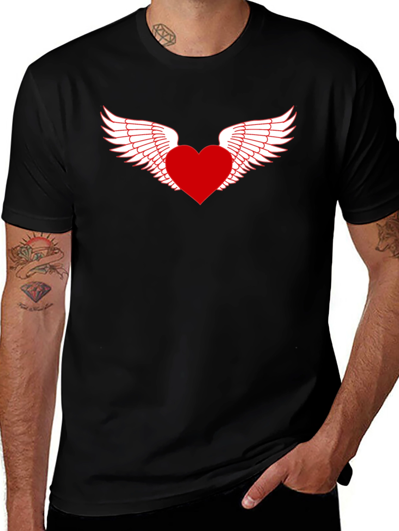 Heart with Wings Graphic Tee - Black