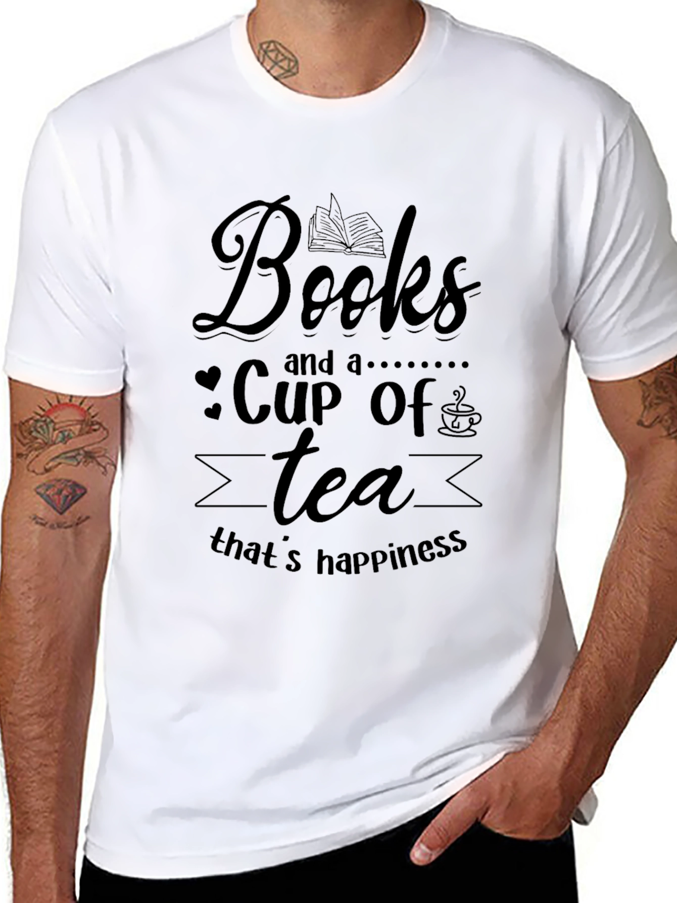 Books and Tea Happiness T-Shirt - Book Lover Tee