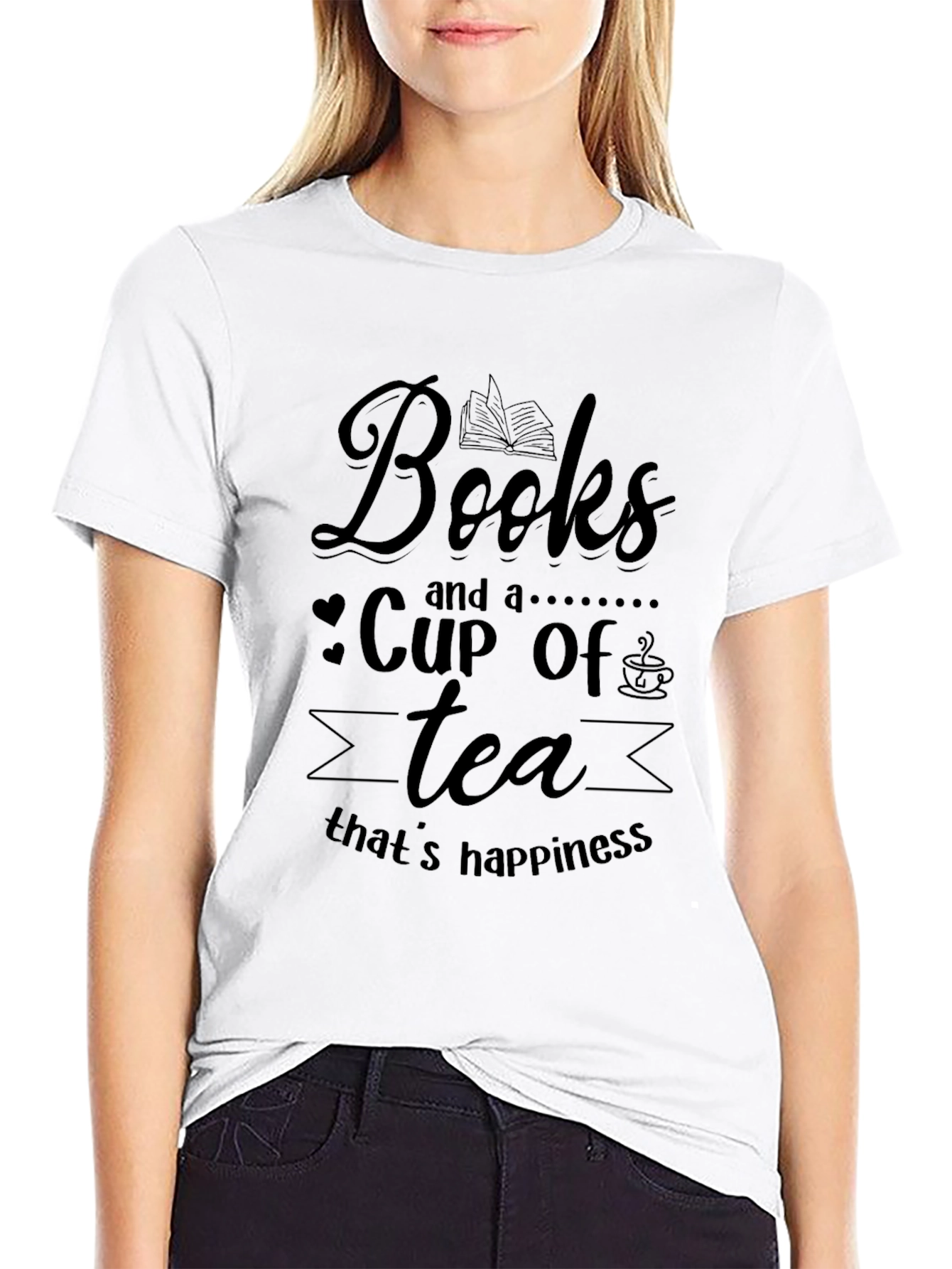Books and Tea Happiness T-Shirt - Book Lover Tee