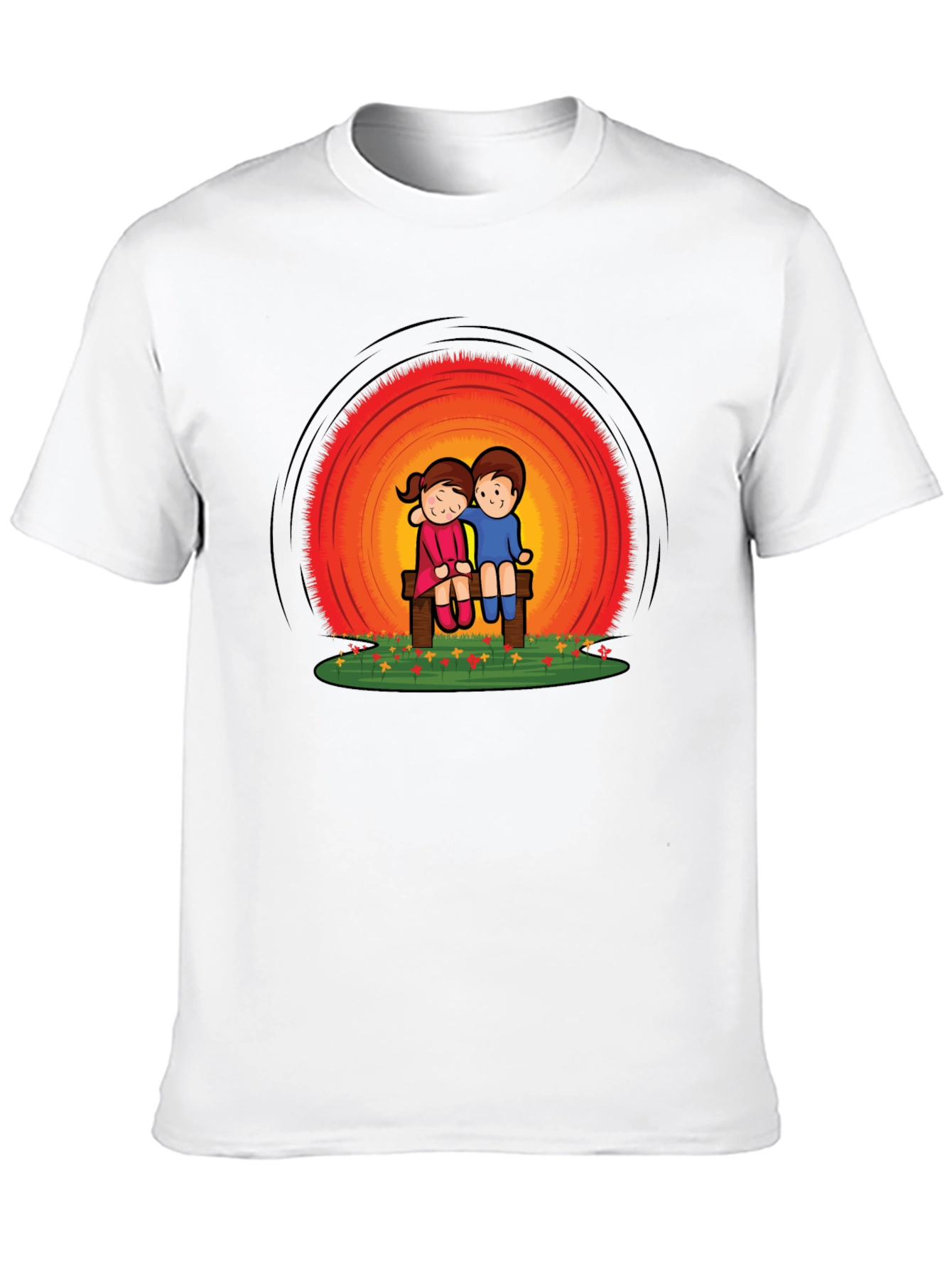 Couple on Bench Graphic Tee - Black