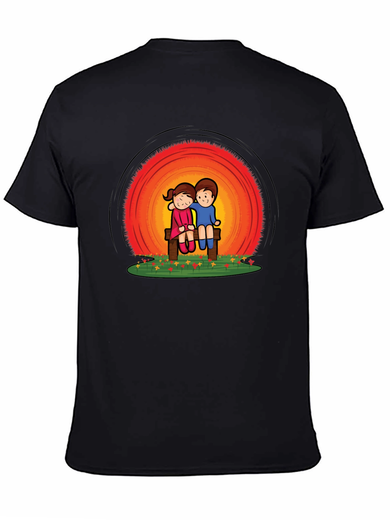 Couple on Bench Graphic Tee - Black
