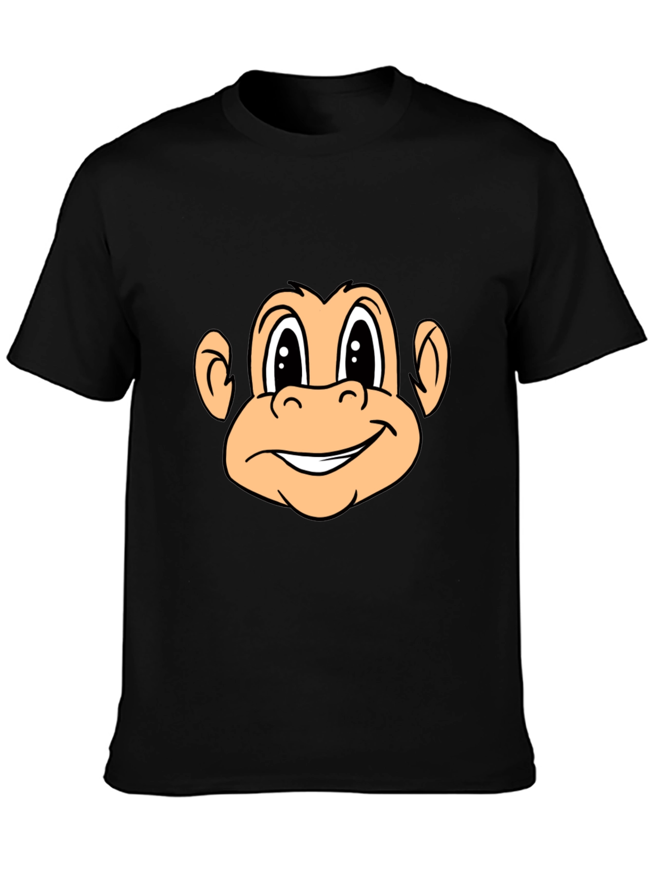 Monkey Face Graphic Tee - Black Crew Neck T-Shirt