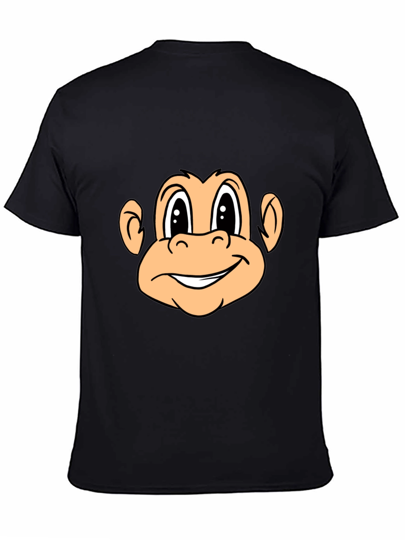 Monkey Face Graphic Tee - Black Crew Neck T-Shirt