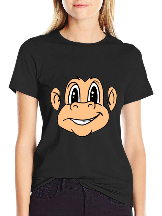 Monkey Face Graphic Tee - Black Crew Neck T-Shirt