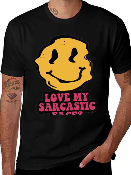 Sarcastic Faces Black T-Shirt - Funny Graphic Tee