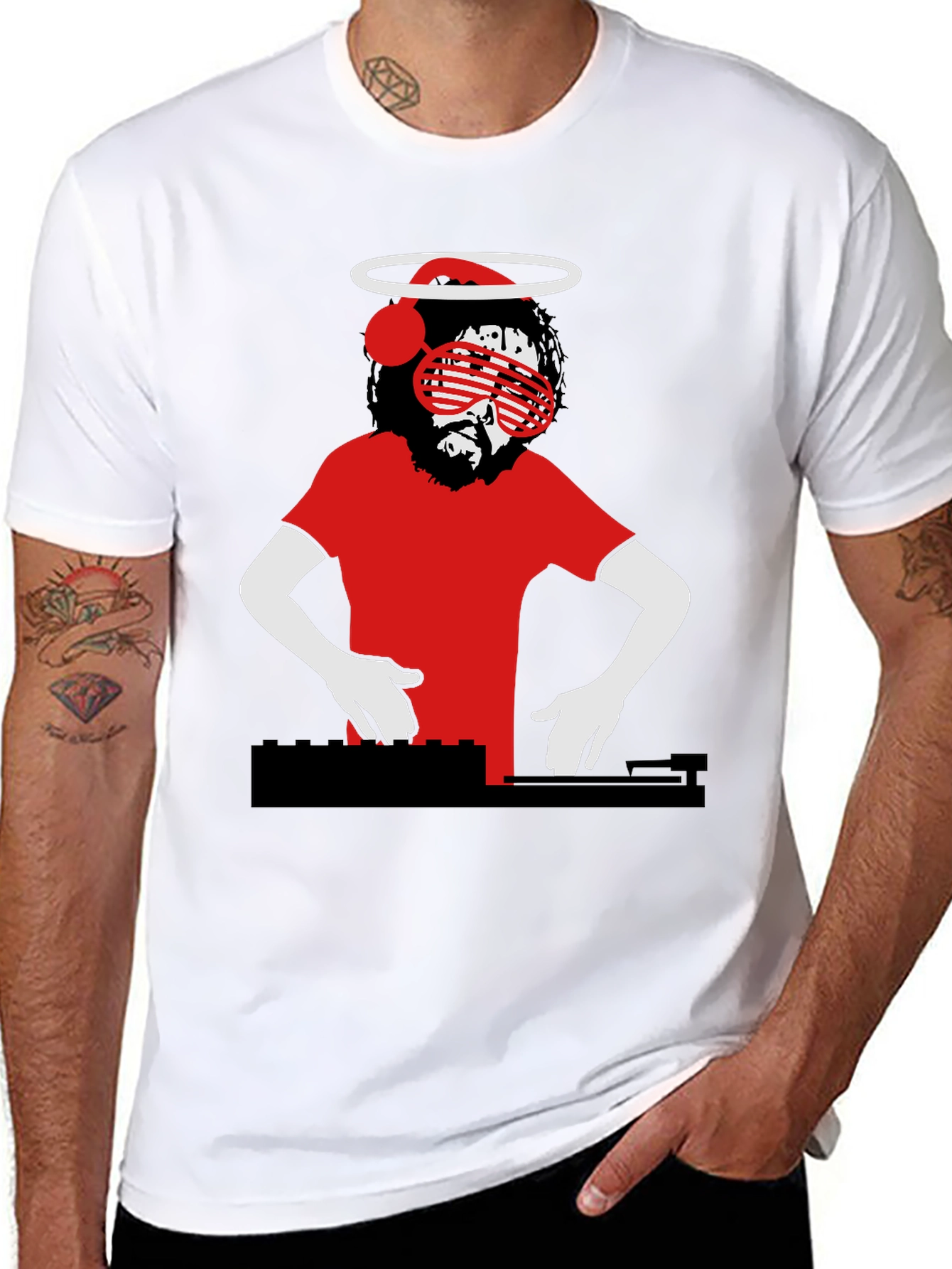 DJ Jesus Graphic T-Shirt - Religious Humor Tee