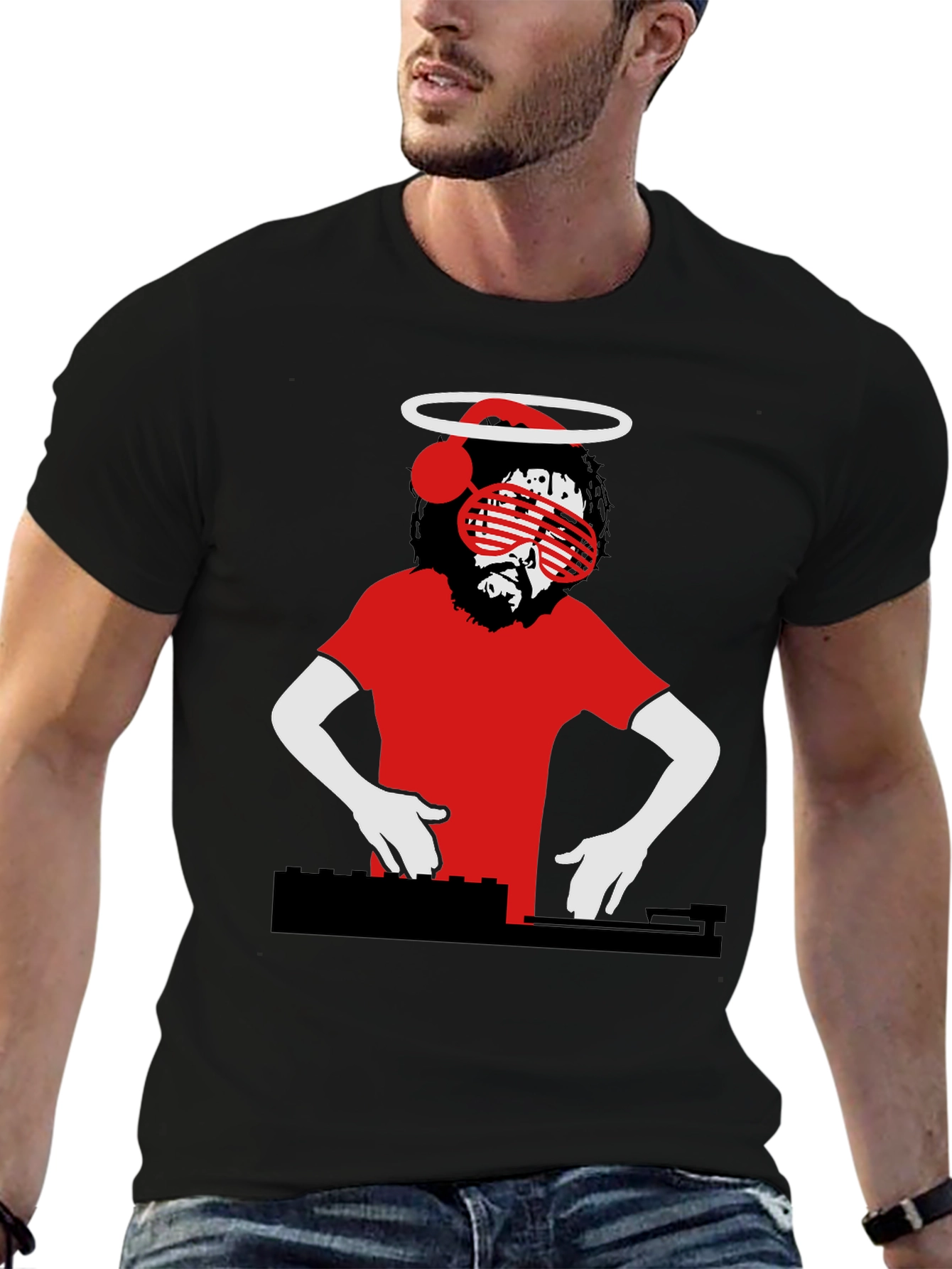 DJ Jesus Graphic T-Shirt - Religious Humor Tee