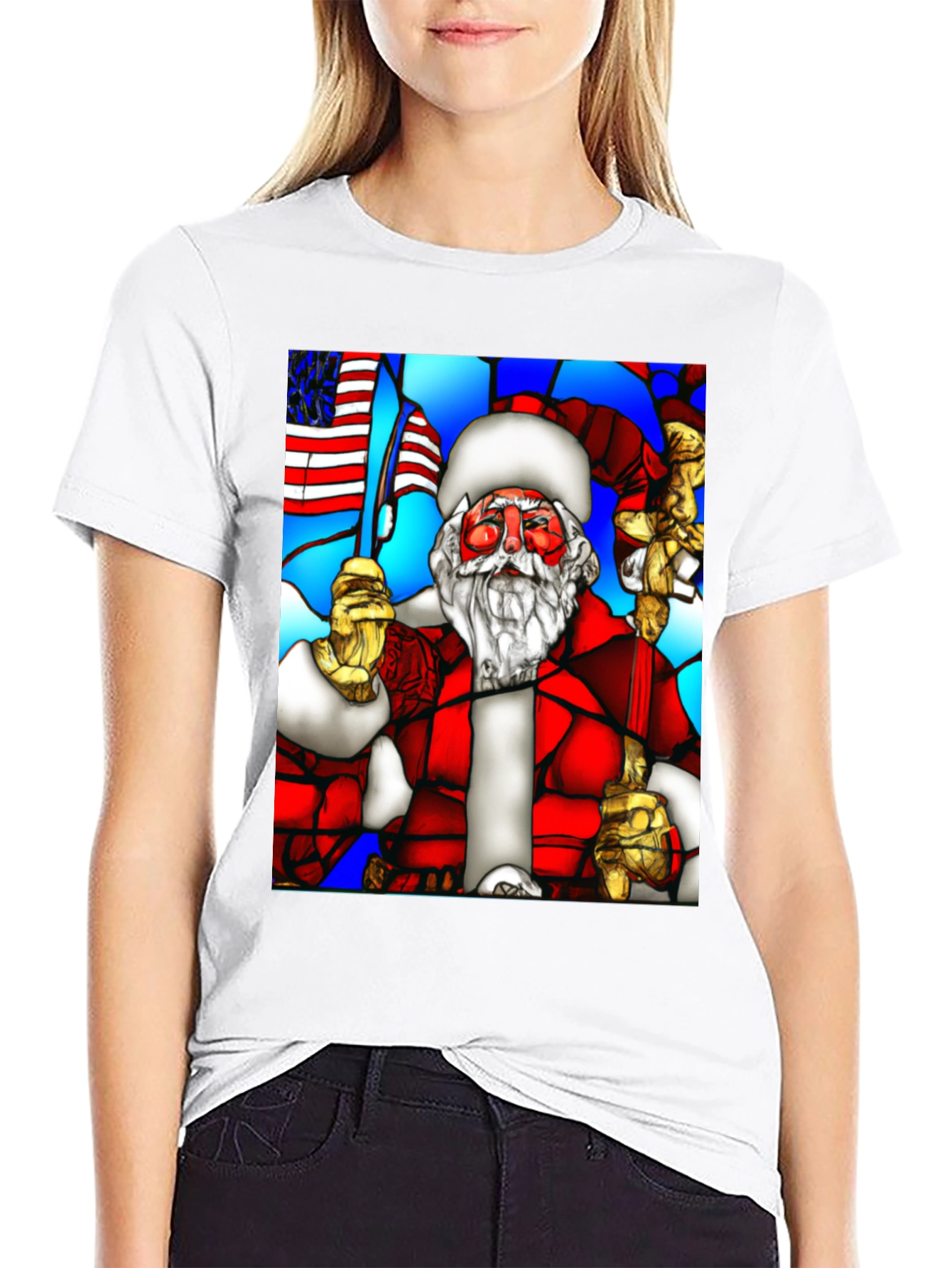 Stained Glass Santa Graphic Tee