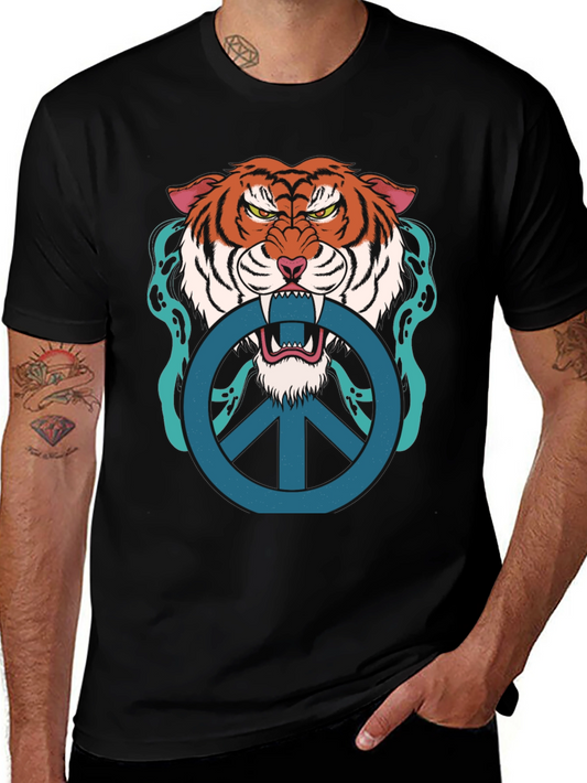 Tiger Peace Sign Graphic T-Shirt