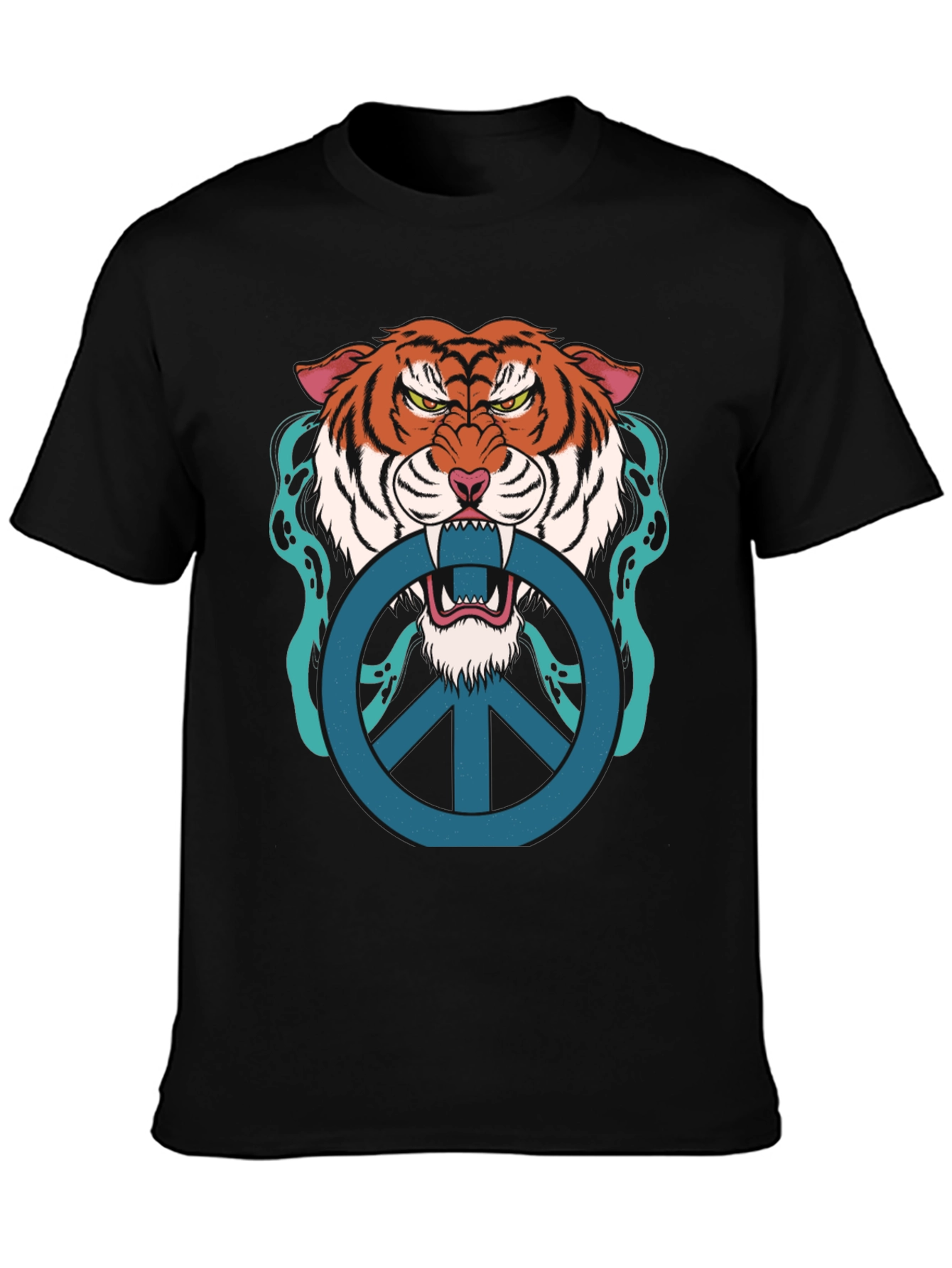 Tiger Peace Sign Graphic T-Shirt