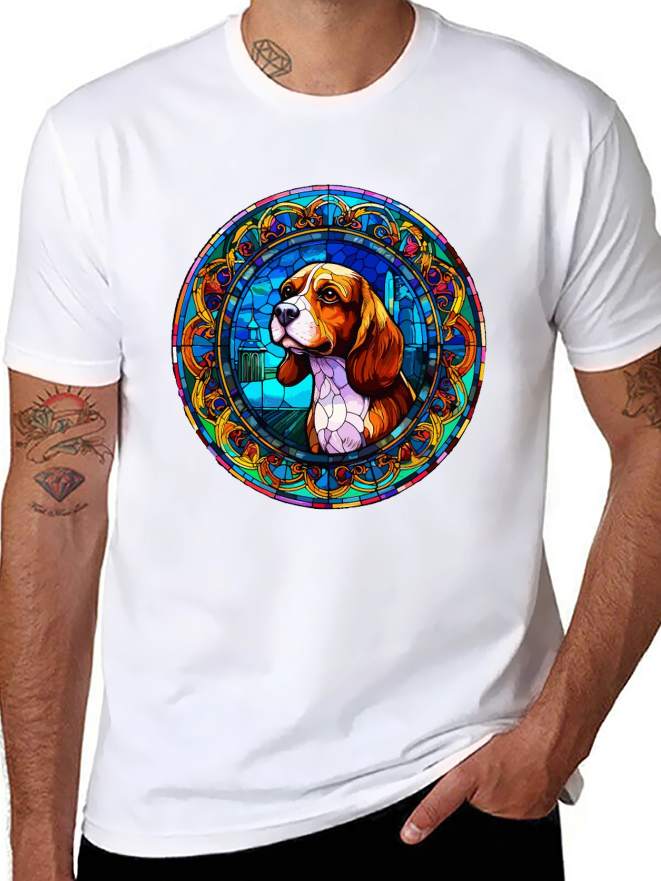 Beagle Stained Glass T-Shirt - Unique Dog Lover Gift