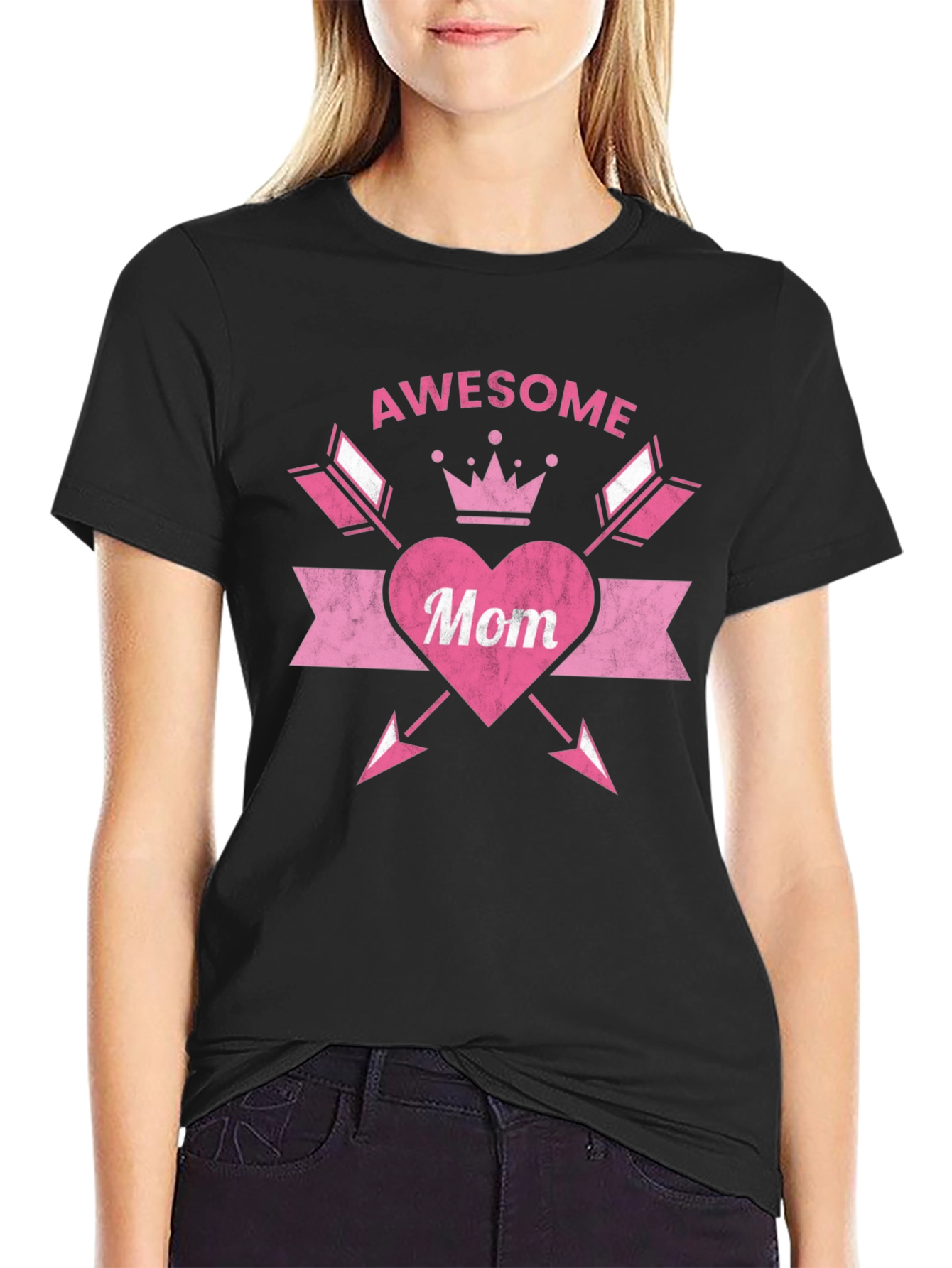 Awesome Mom Graphic T-Shirt Black