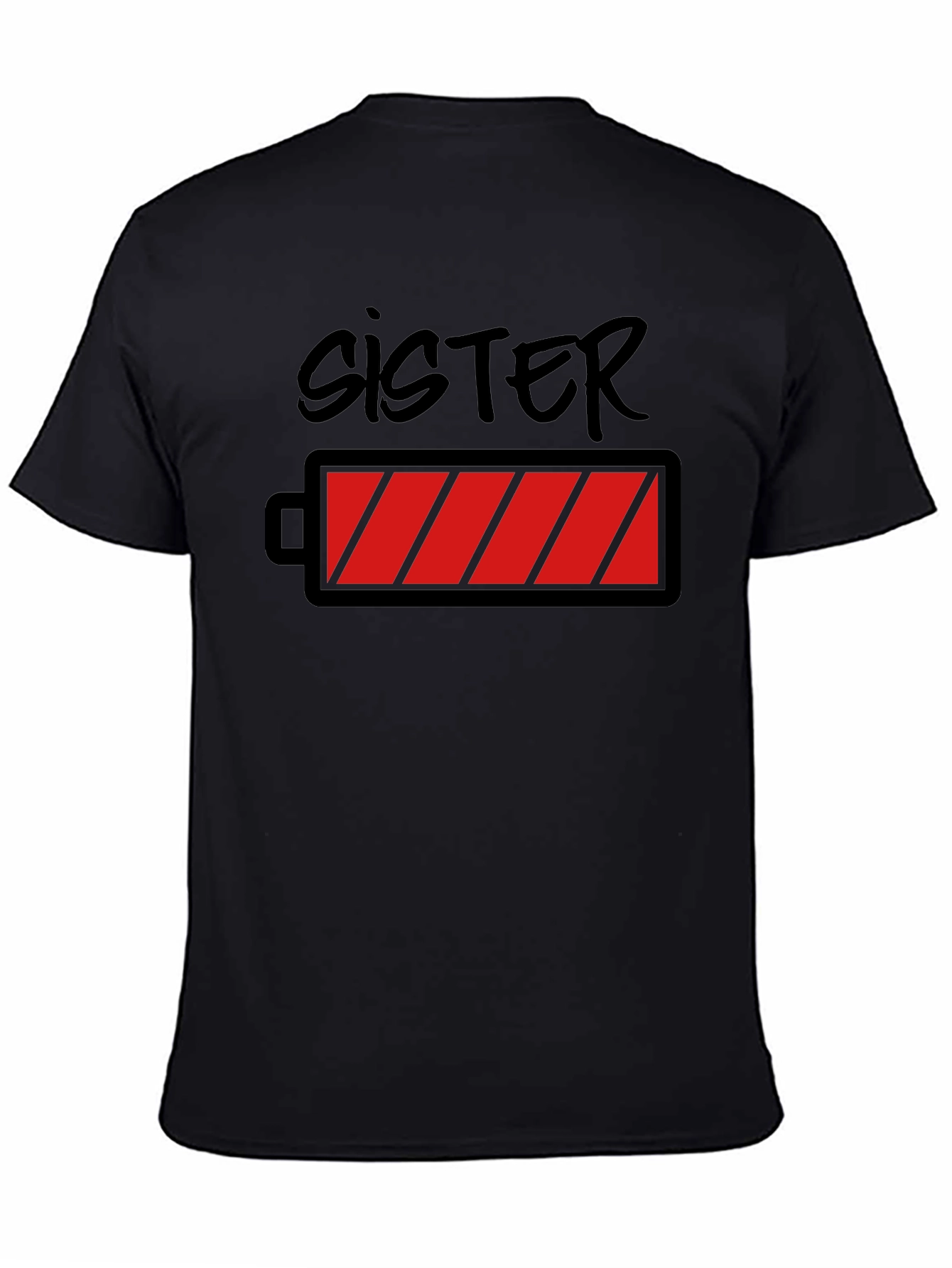 Sister Low Battery Graphic Tee - Black T-Shirt