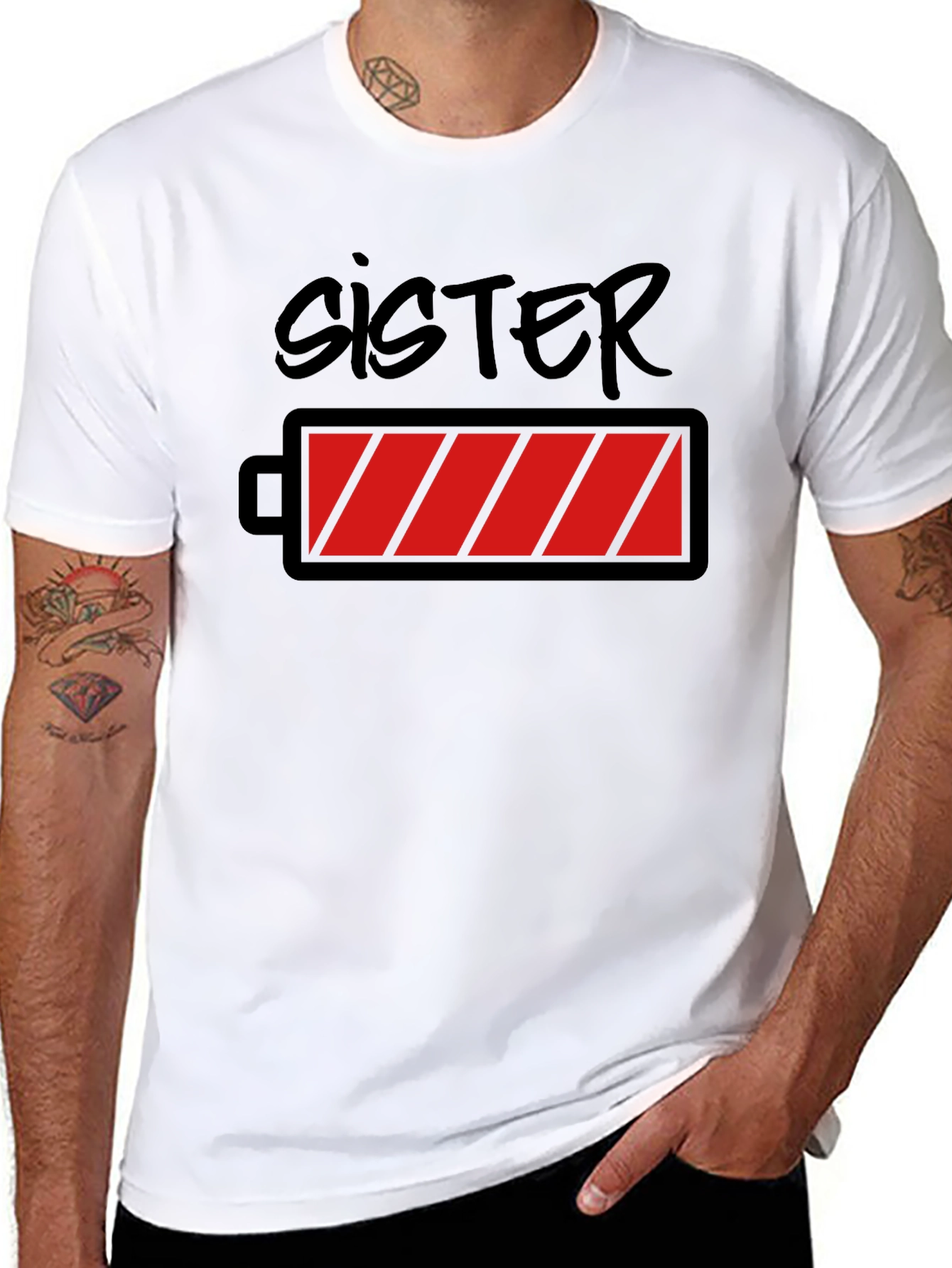 Sister Low Battery Graphic Tee - Black T-Shirt