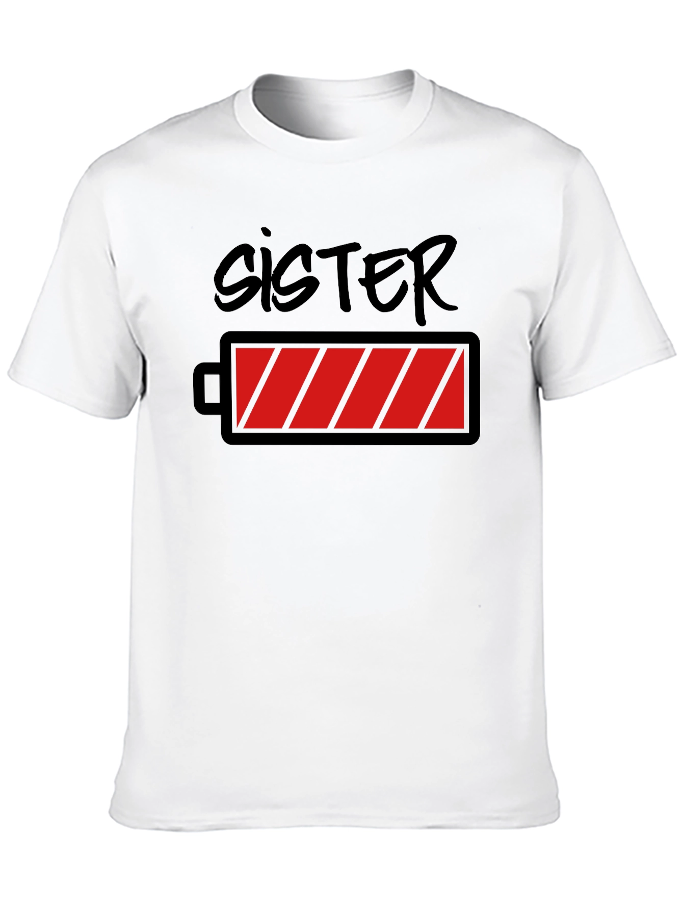 Sister Low Battery Graphic Tee - Black T-Shirt
