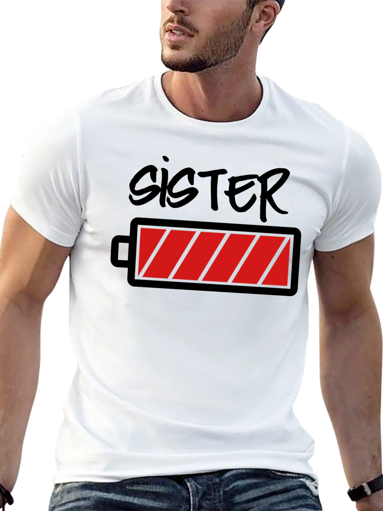 Sister Low Battery Graphic Tee - Black T-Shirt
