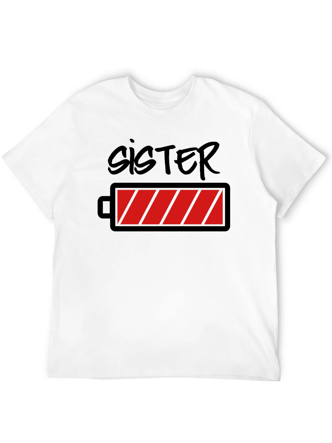 Sister Low Battery Graphic Tee - Black T-Shirt