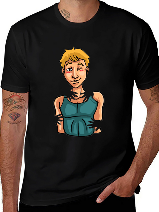 Cartoon Graphic Print Black T-Shirt